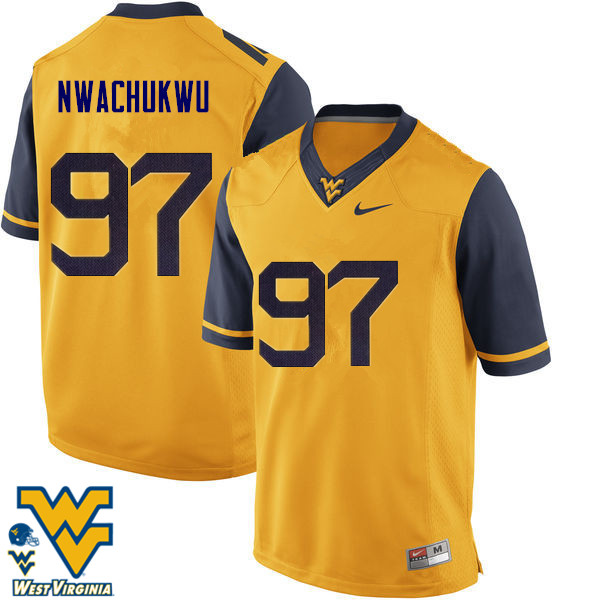 NCAA Men's Noble Nwachukwu West Virginia Mountaineers Gold #97 Nike Stitched Football College Authentic Jersey TR23L66ZM